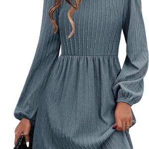 Women's Fall Sweater Dresses with Pockets Crew Neck Long Sleeve A-Line Dresses f